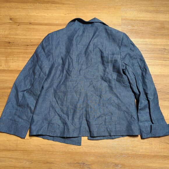 Talbots Open Front Blazer Style Jacket 100% Linen Blue Womens Size 2 Casual - Picture 5 of 8